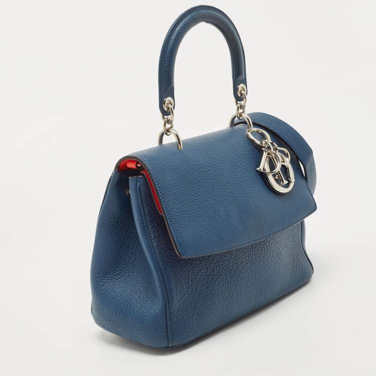 Pre Owned Dior Dark Blue Leather Small Be Dior Flap Top Handle Bag