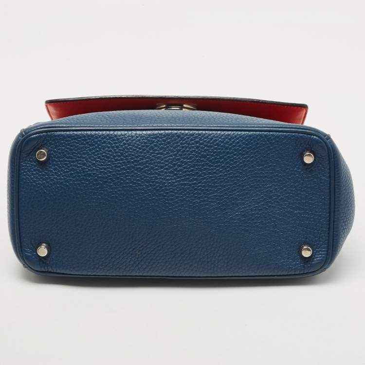Pre Owned Dior Dark Blue Leather Small Be Dior Flap Top Handle Bag