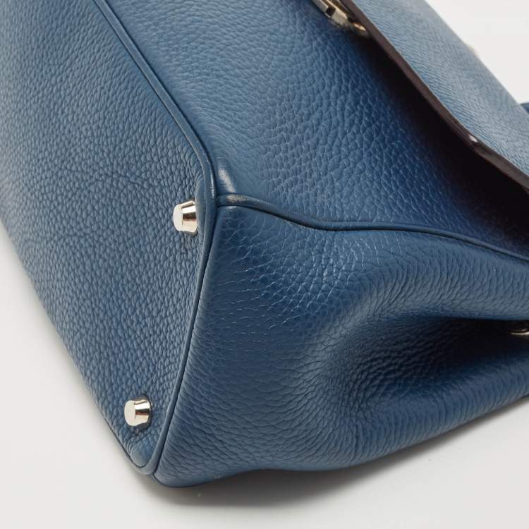 Pre Owned Dior Dark Blue Leather Small Be Dior Flap Top Handle Bag
