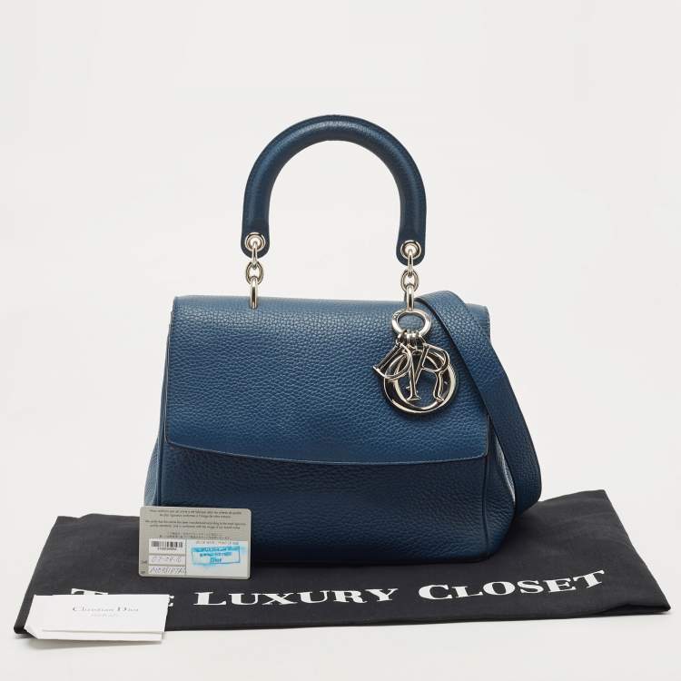 Pre Owned Dior Dark Blue Leather Small Be Dior Flap Top Handle Bag