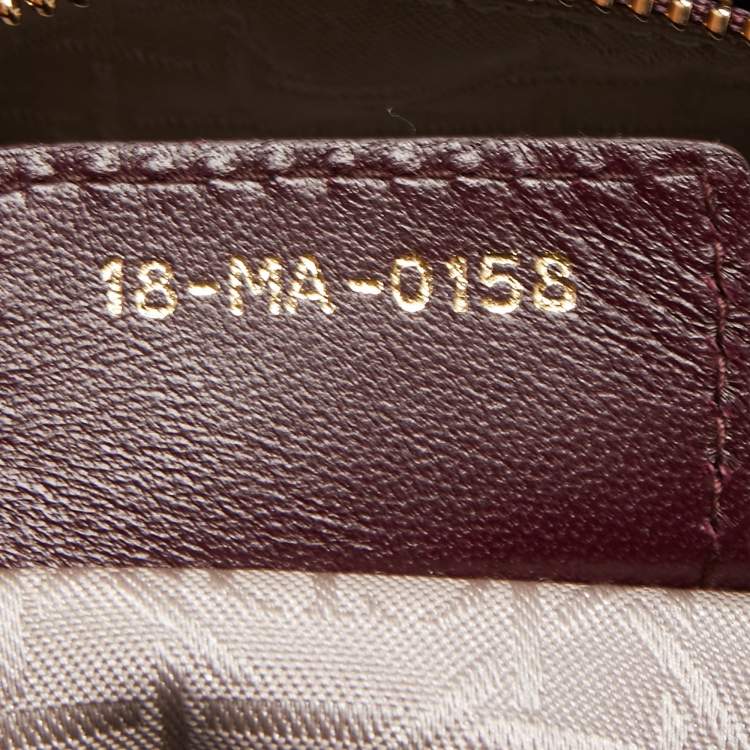 Pre Owned Dior Burgundy Cannage Leather Medium Lady Dior Tote