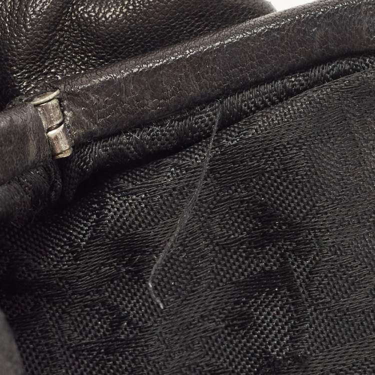 Pre Owned Dior Black Pleated Leather Frame Clutch