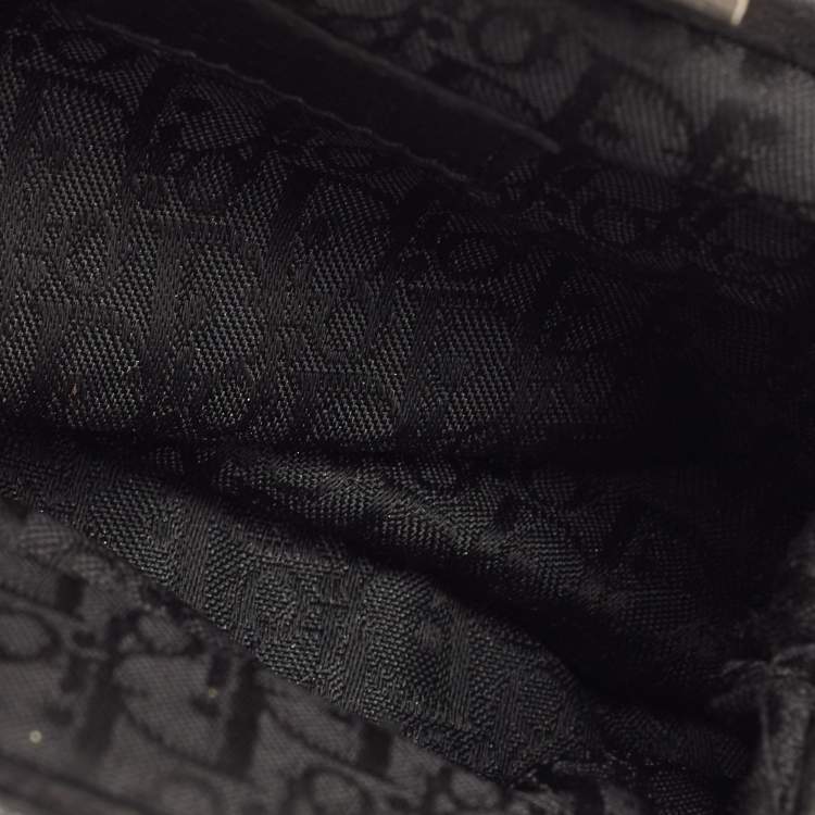 Pre Owned Dior Black Pleated Leather Frame Clutch