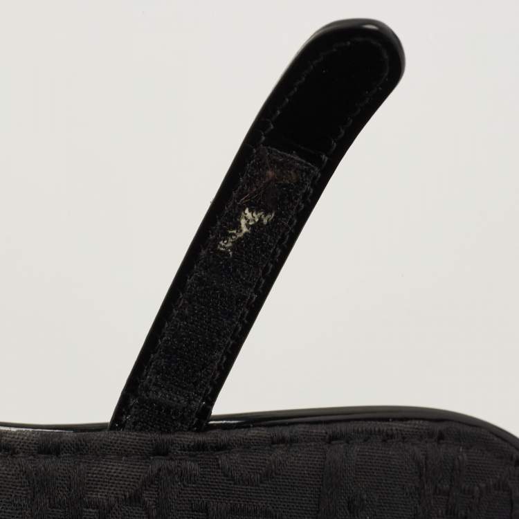 Pre Owned Dior Black Oblique Canvas and Patent Leather Saddle Bag
