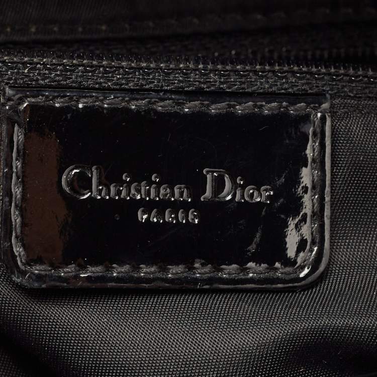 Pre Owned Dior Black Oblique Canvas and Patent Leather Saddle Bag