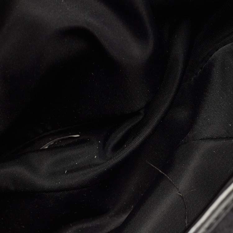 Pre Owned Dior Black Oblique Canvas and Patent Leather Saddle Bag