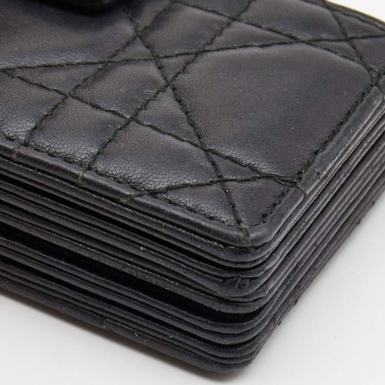 Pre Owned Dior Pink Cannage Leather Lady Dior 5 Gusset Card Holder