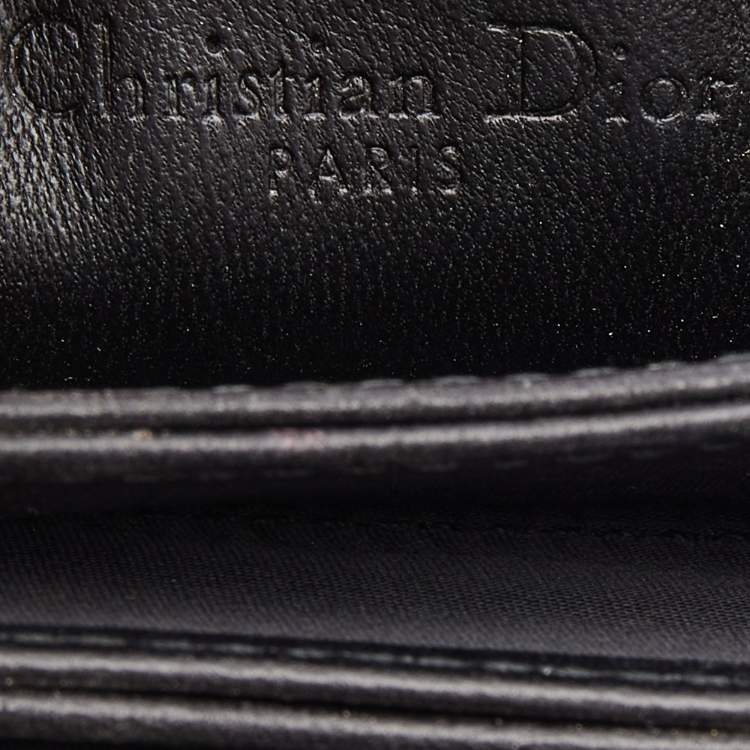 Pre Owned Dior Pink Cannage Leather Lady Dior 5 Gusset Card Holder