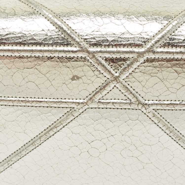 Pre Owned Dior Silver Leather Medium Diorama Flap Shoulder Bag