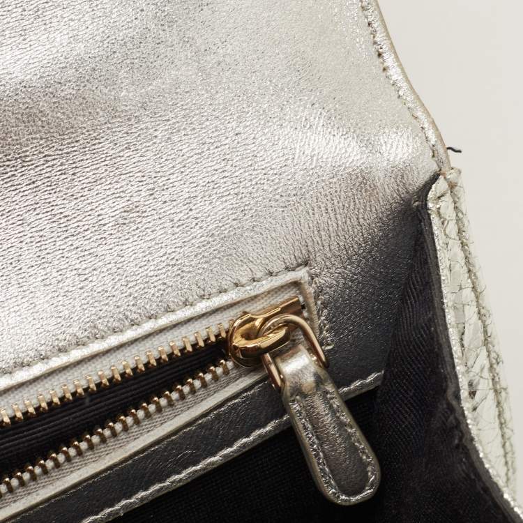 Pre Owned Dior Silver Leather Medium Diorama Flap Shoulder Bag