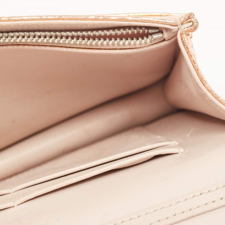 Pre Owned Dior Bronze Ceramic Effect Leather Diorama Wallet on Chain