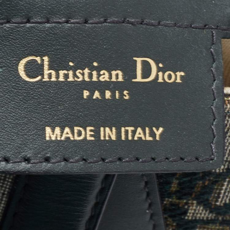 Pre Owned Dior Green Oblique Canvas and Leather Saddle Bag