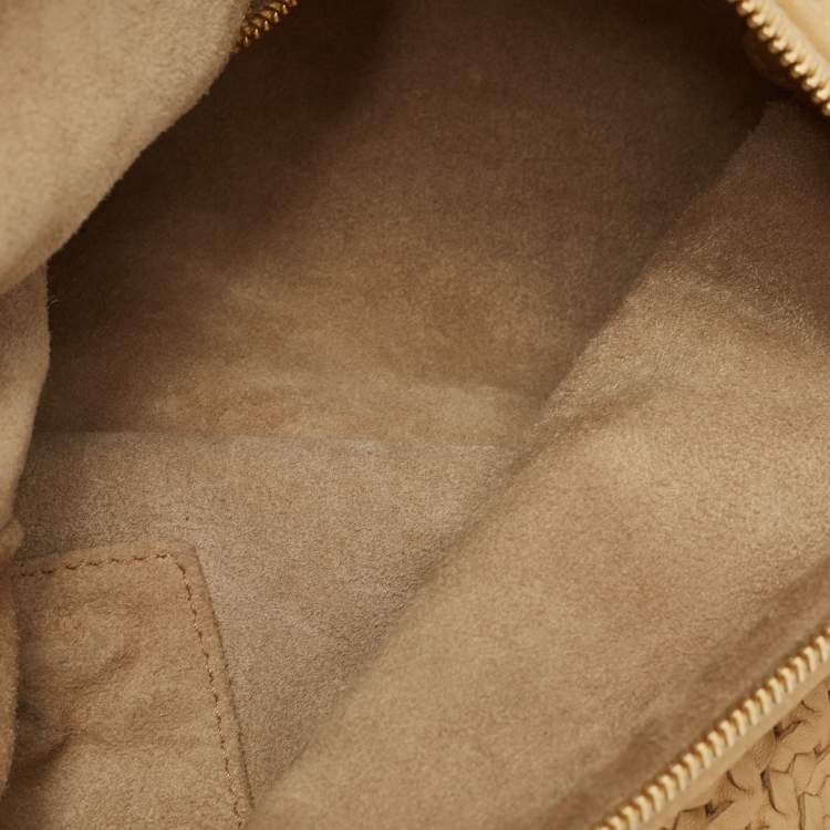 Pre Owned Dior Beige Woven Leather Hobo