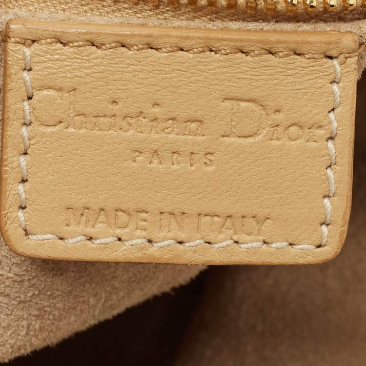 Pre Owned Dior Beige Woven Leather Hobo