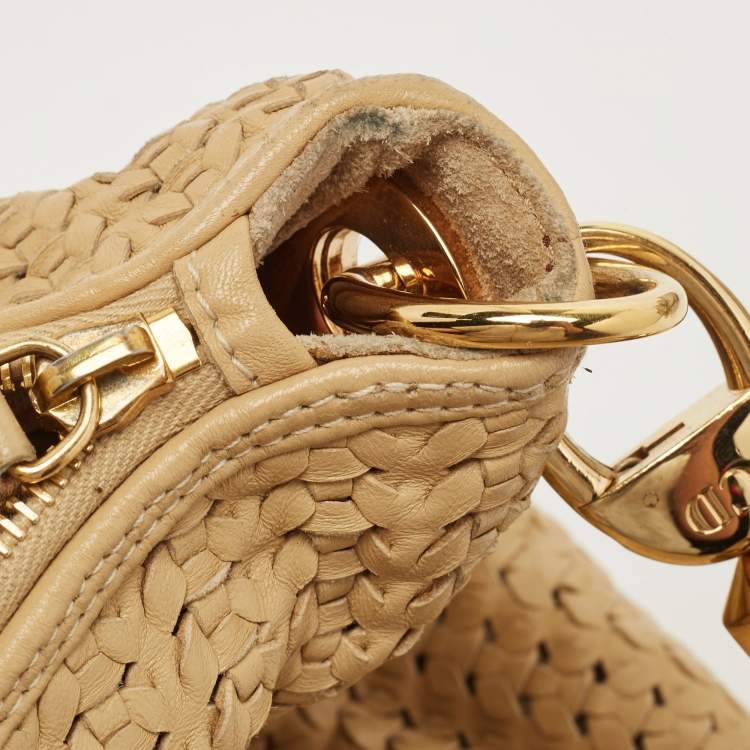 Pre Owned Dior Beige Woven Leather Hobo