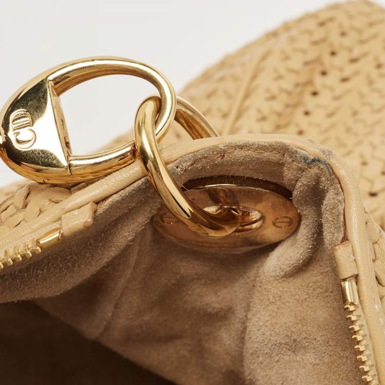 Pre Owned Dior Beige Woven Leather Hobo
