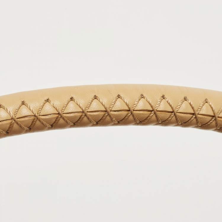 Pre Owned Dior Beige Woven Leather Hobo