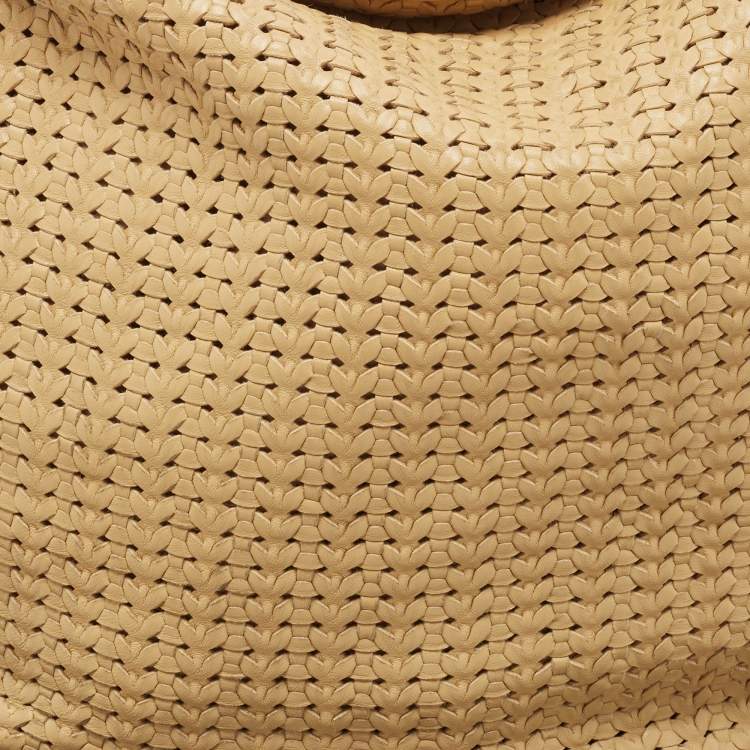 Pre Owned Dior Beige Woven Leather Hobo
