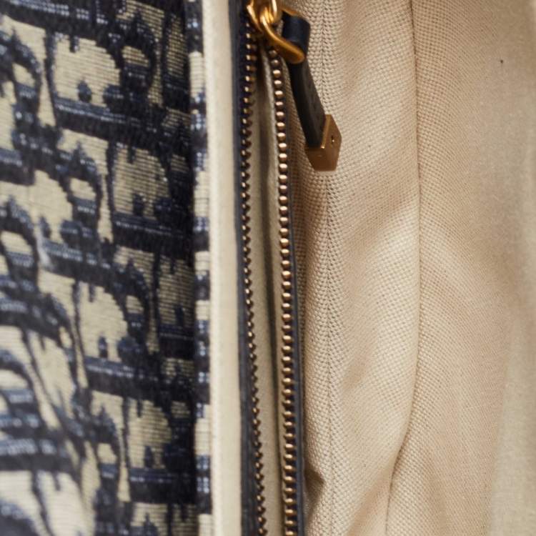 مملوكة مسبقًا Dior Navy Bue Diorissimo Canvas and Leather Saddle Shoulder Bag