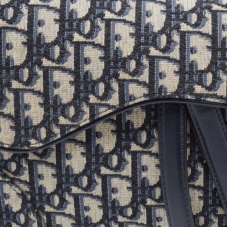 مملوكة مسبقًا Dior Navy Bue Diorissimo Canvas and Leather Saddle Shoulder Bag