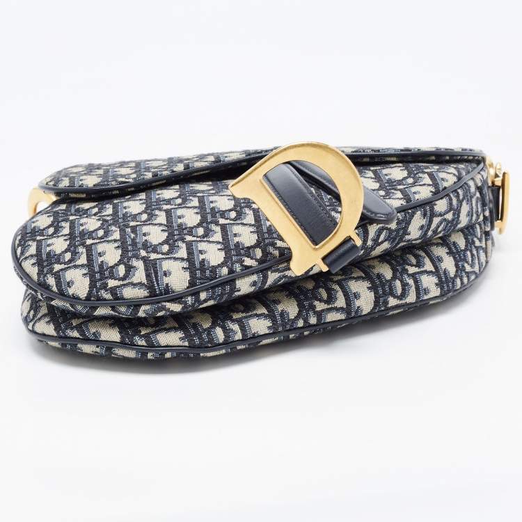 مملوكة مسبقًا Dior Navy Bue Diorissimo Canvas and Leather Saddle Shoulder Bag
