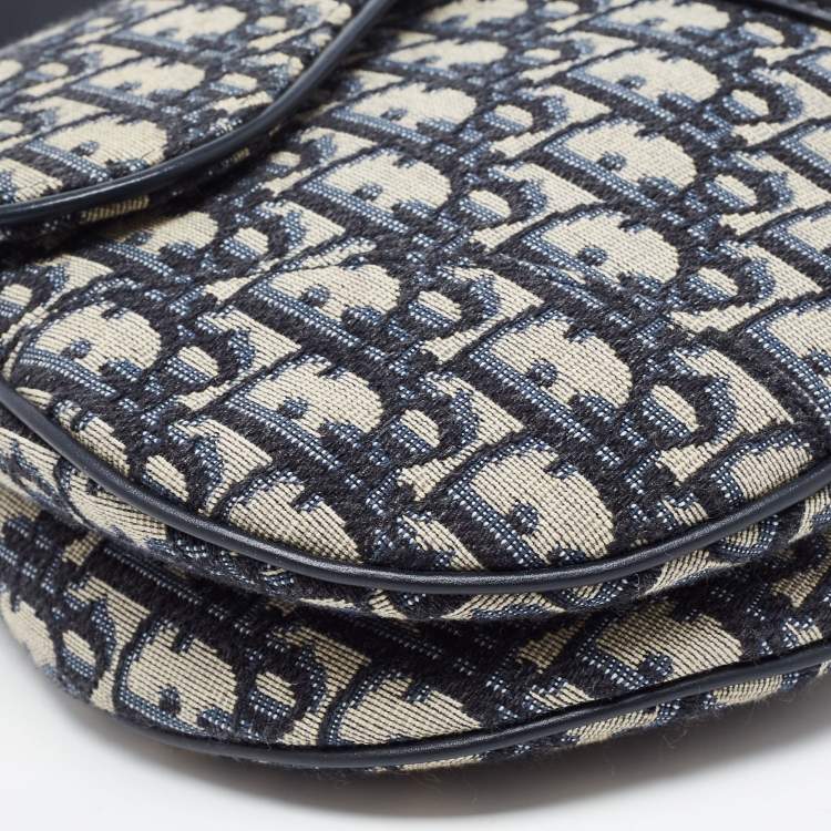 مملوكة مسبقًا Dior Navy Bue Diorissimo Canvas and Leather Saddle Shoulder Bag