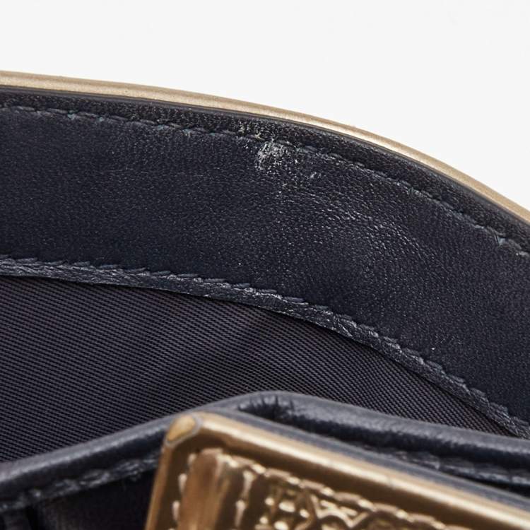 Pre Owned Dior Gold Micro Cannage Patent Leather Diorama Trifold Wallet