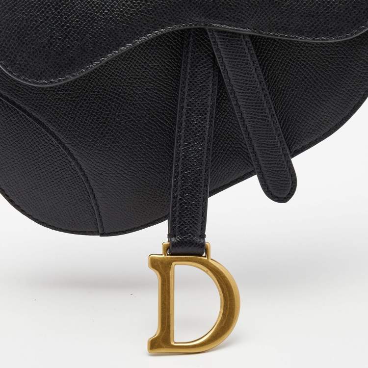 Pre Owned Dior Black Leather Mini Saddle Bag