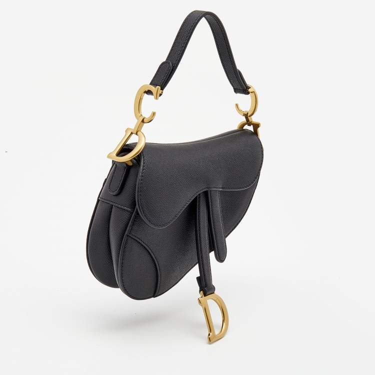Pre Owned Dior Black Leather Mini Saddle Bag