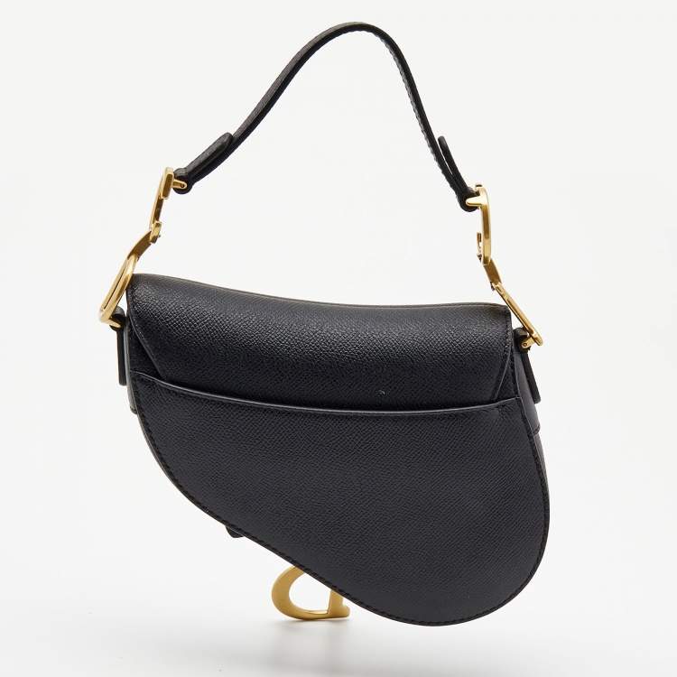 Pre Owned Dior Black Leather Mini Saddle Bag