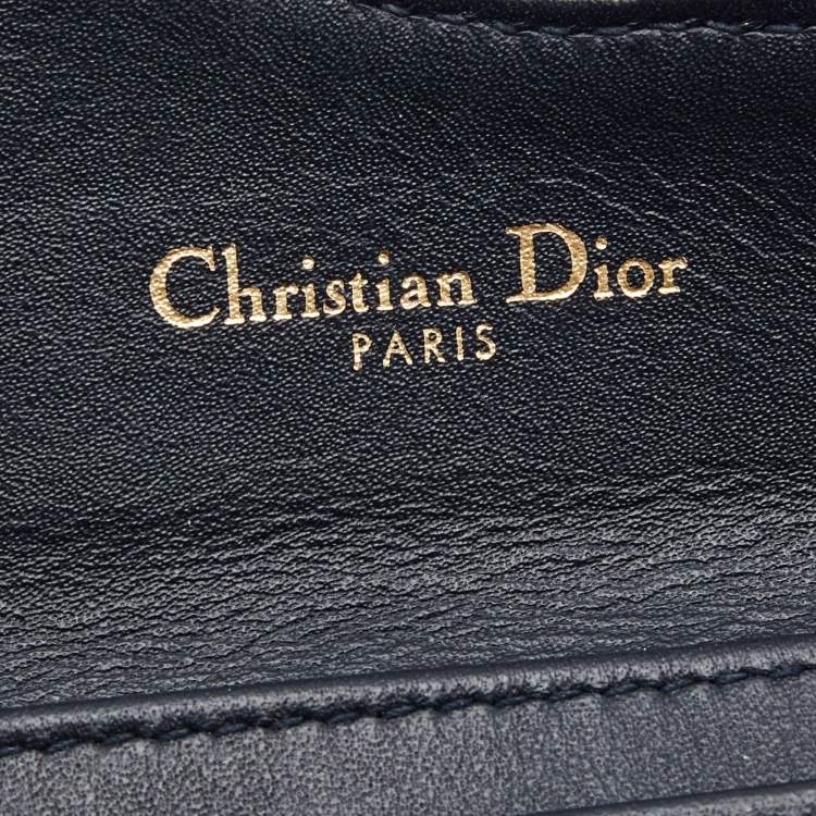 Pre Owned Dior Blue Oblique Jacquard Saddle 5 Gusset Card Holder