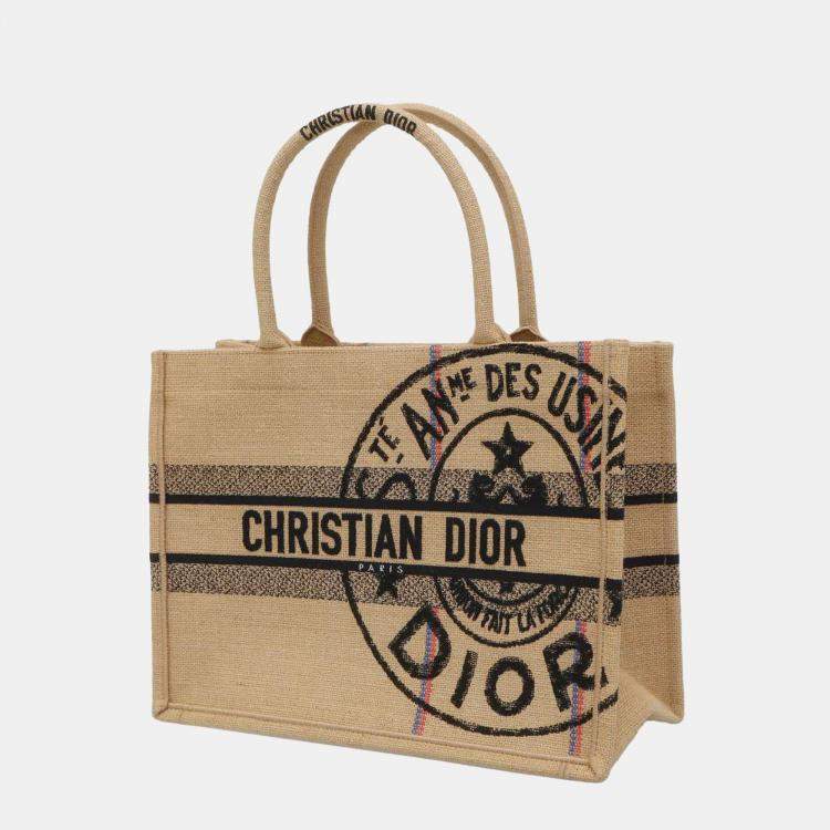 Dior Beige Canvas Jute Medium Book Tote Bag Dior The Luxury Closet