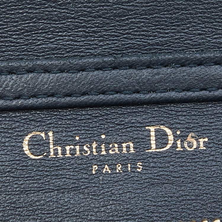 Pre Owned Dior Silver Crinkled Leather Diorama Wallet on Chain