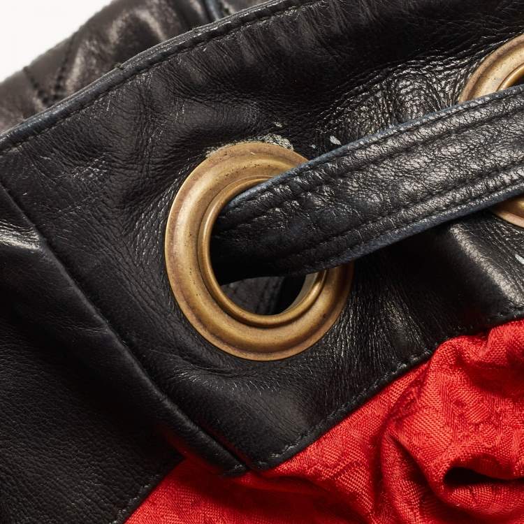 Pre Owned Dior Black Cannage Leather Drawstring Hobo