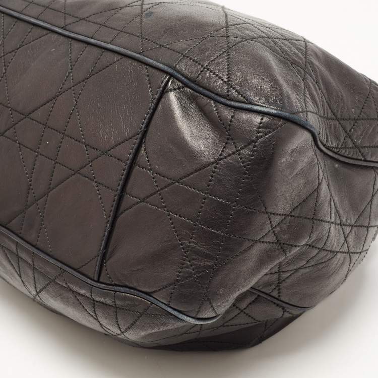 Pre Owned Dior Black Cannage Leather Drawstring Hobo