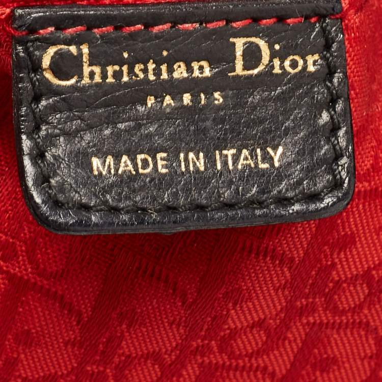 Pre Owned Dior Black Cannage Leather Drawstring Hobo