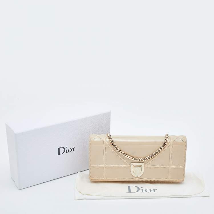 Pre Owned Dior Beige Patent Leather Diorama Wallet on Chain