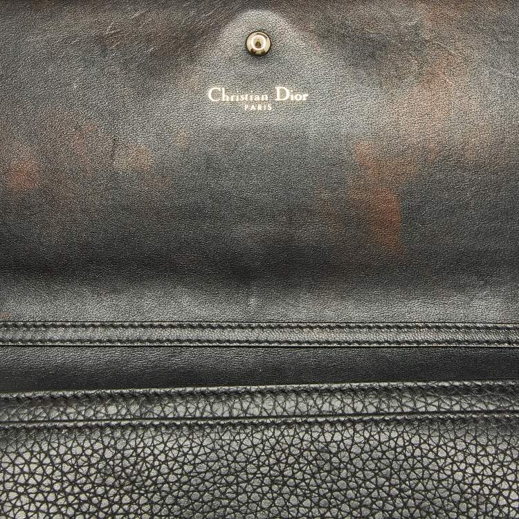 Pre Owned Dior Black Leather Diorama Wallet on Chain
