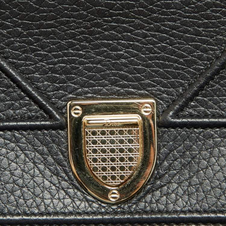 Pre Owned Dior Black Leather Diorama Wallet on Chain