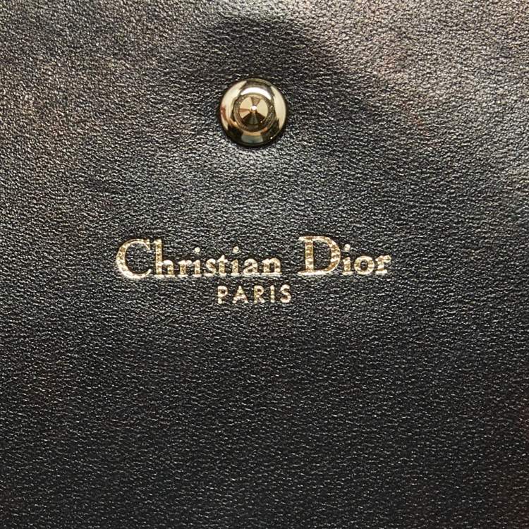 Pre Owned Dior Black Leather Diorama Wallet on Chain