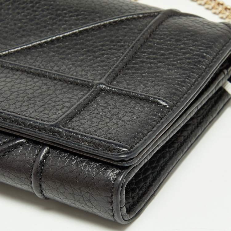 Pre Owned Dior Black Leather Diorama Wallet on Chain