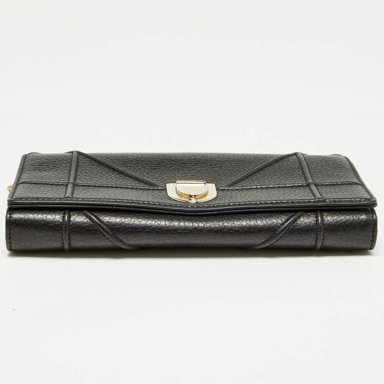 Pre Owned Dior Black Leather Diorama Wallet on Chain