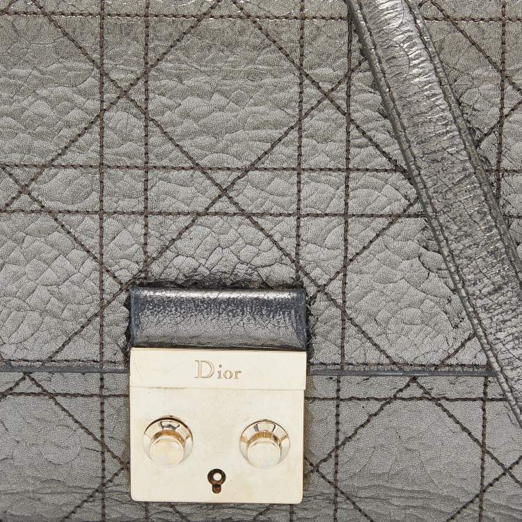 Pre Owned Dior Metallic Cannage Crinkled Leather Miss Dior Pouch Chain Bag