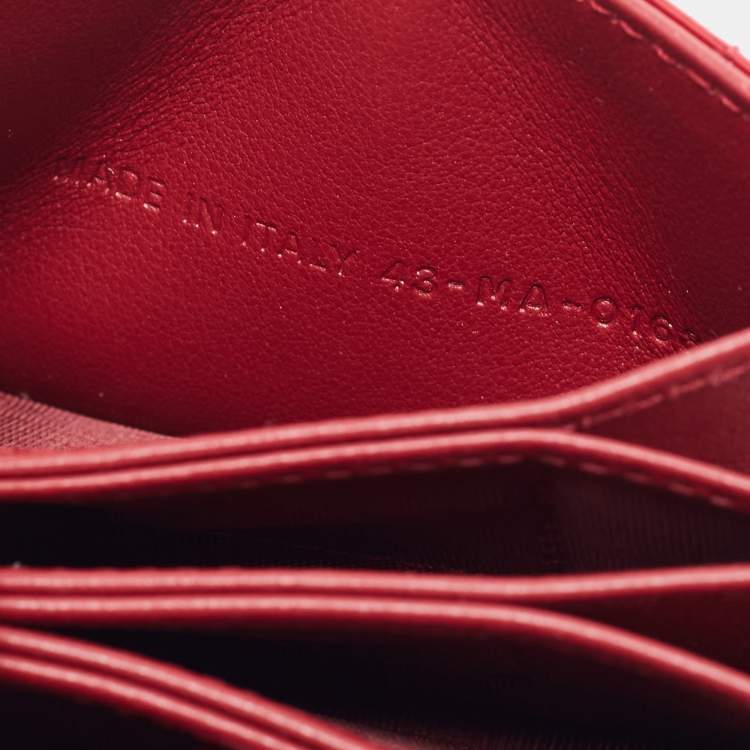 Pre Owned Dior Red Cannage Patent Leather Lady Dior 5 Gusset Card Holder