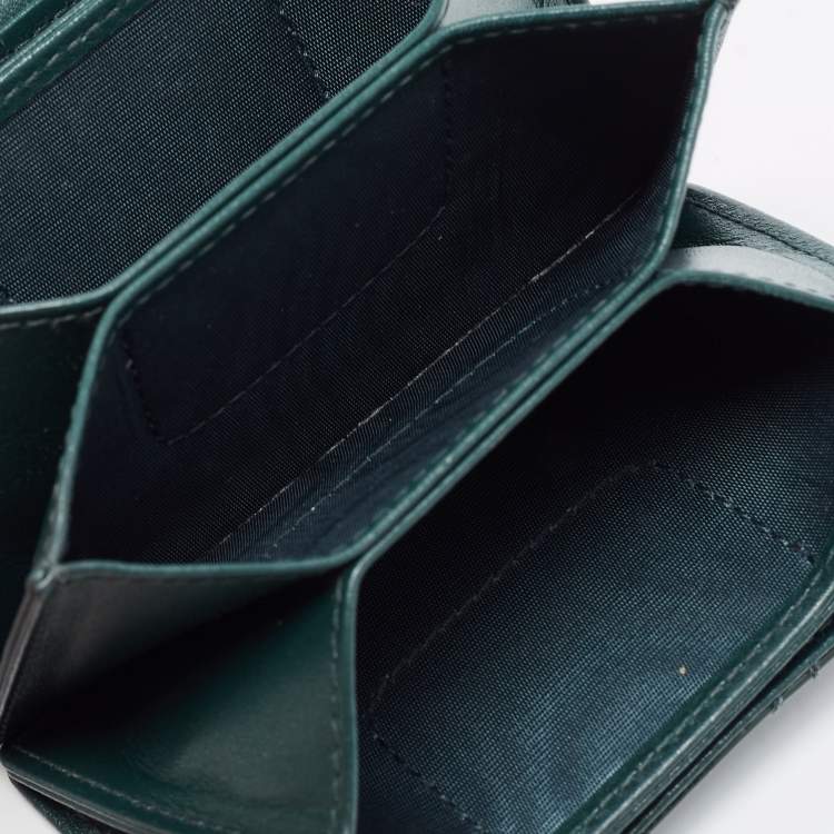 Pre Owned Dior Green Cannage Patent Leather Lady Dior 5 Gusset Card Holder