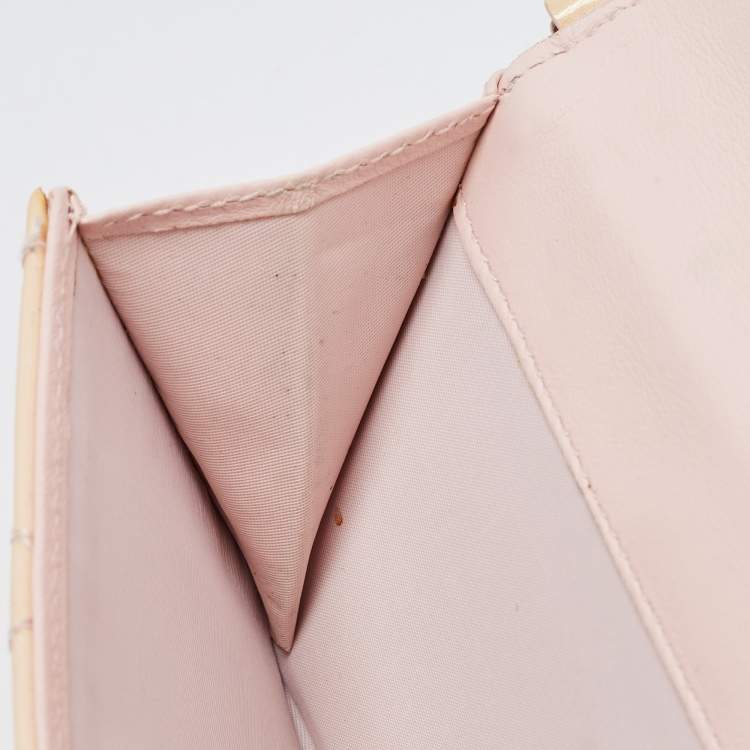 Pre Owned Dior Cream Cannage Patent Leather Lady Dior Flap Wallet