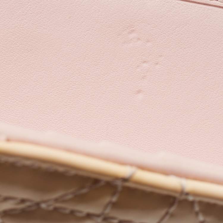 Pre Owned Dior Cream Cannage Patent Leather Lady Dior Flap Wallet