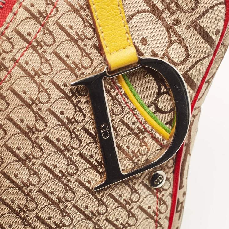 Pre Owned Dior Multicolor Oblique Canvas and Leather Rasta Trotter Saddle Bag