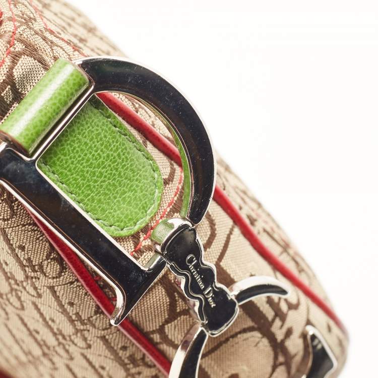 Pre Owned Dior Multicolor Oblique Canvas and Leather Rasta Trotter Saddle Bag