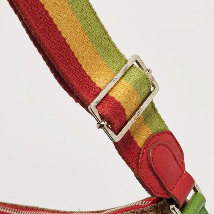 Pre Owned Dior Multicolor Oblique Canvas and Leather Rasta Trotter Saddle Bag
